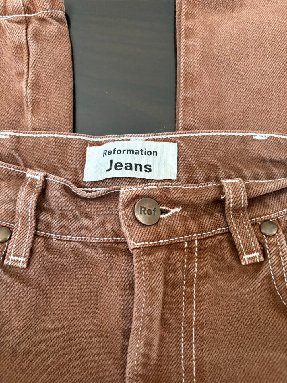 Brown Reformation Jeans Straight Leg Size 25